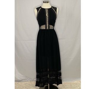 ASTR- Long Black Dress with Lace insets